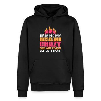 Driving My Husband Crazy One Hot Flash At A Time - Männer Premium Bio Hoodie - Schwarz - Vorne - Nico (187cm)