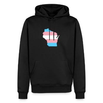 Fantasy FooTrans Flag Wisconsin LGBT Pride Support - Men’s Premium Organic Hoodie - black - Front - Nico (187cm)