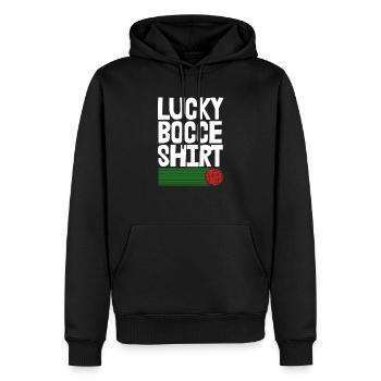 Lucky Bocce Shirt - Men’s Premium Organic Hoodie - black - Front - Nico (187cm)