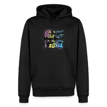 Je ne suis pas parfait, je suis original depuis 1981 Graffiti - Sweat à capuche Premium bio Homme - noir - Devant - Nico (187cm)