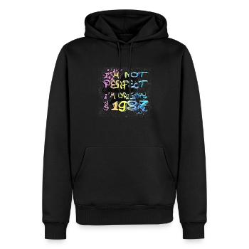 Je ne suis pas parfait, je suis original depuis 1987 Graffiti - Sweat à capuche Premium bio Homme - noir - Devant - Nico (187cm)