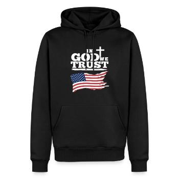 In God We Trust Retro Patriotic Politics Designs - Männer Premium Bio Hoodie - Schwarz - Vorne - Nico (187cm)