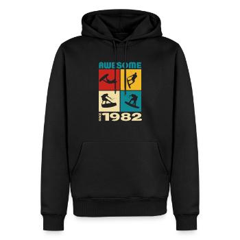 Awesome since 1982. Wakeboard Lifestyle - Männer Premium Bio Hoodie - Schwarz - Vorne - Nico (187cm)