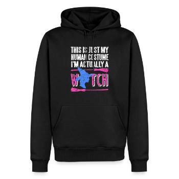 Just My Human Costume Funny Retro Halloween WITCH - Männer Premium Bio Hoodie - Schwarz - Vorne - Nico (187cm)