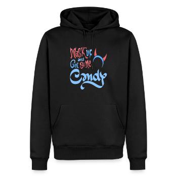 Mask Up & Get Some Candy Retro Halloween Devil - Men’s Premium Organic Hoodie - black - Front - Nico (187cm)