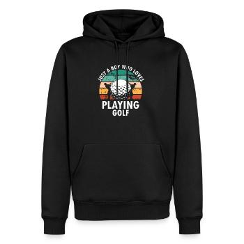 Just A BOY Who Loves Playing Golf Retro Golfer - Men’s Premium Organic Hoodie - black - Front - Nico (187cm)