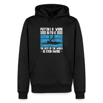 Mettre du travail avant le reste du monde est - Sweat à capuche Premium bio Homme - noir - Devant - Nico (187cm)