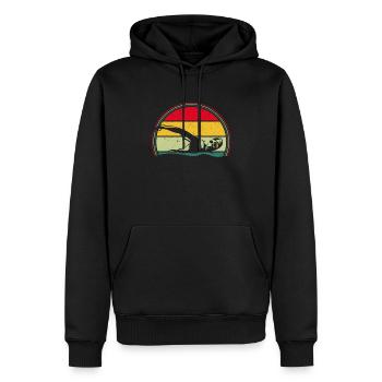 Nageur Drôle Rétro Vintage Coucher de Soleil - Sweat à capuche Premium bio Homme - noir - Devant - Nico (187cm)