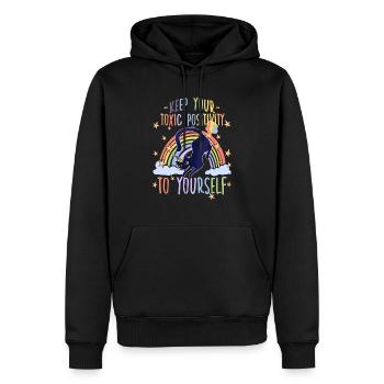 Anti Glitter Anti Unicorn Funny Cat Owner - Men’s Premium Organic Hoodie - black - Front - Nico (187cm)