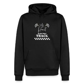 Vintage mignon mon cœur est sur cette piste course de dragsters - Sweat à capuche Premium bio Homme - noir - Devant - Nico (187cm)