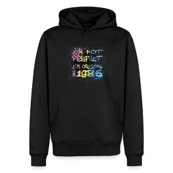 Je ne suis pas parfait, je suis original depuis 1986 Graffiti - Sweat à capuche Premium bio Homme - noir - Devant - Nico (187cm)
