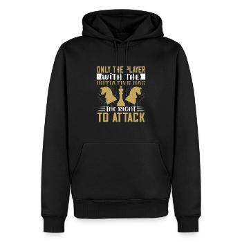 Nur der Spieler mit der Initiative hat das Recht - Männer Premium Bio Hoodie - Schwarz - Vorne - Nico (187cm)
