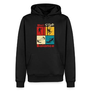 Work Kite Balance. Lifestyle Vintage Design, Work - Männer Premium Bio Hoodie - Schwarz - Vorne - Nico (187cm)