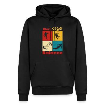 Work Kite Balance. Lifestyle Vintage Design, Work - Männer Premium Bio Hoodie - Schwarz - Vorne - Nico (187cm)