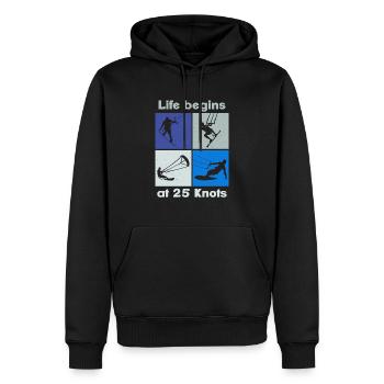 Life begins at 25 Knots, Lifestyle Vintage Design - Männer Premium Bio Hoodie - Schwarz - Vorne - Nico (187cm)