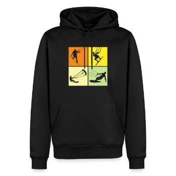 Kite Surf, Kite Board, Lifestyle Vintage Design - Sweat à capuche Premium bio Homme - noir - Devant - Nico (187cm)