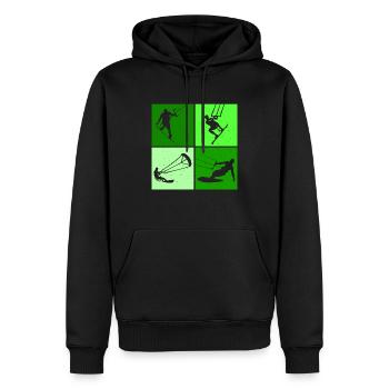 Kite Surf, Kite Board, Lifestyle Vintage Design - Sweat à capuche Premium bio Homme - noir - Devant - Nico (187cm)