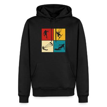 Kite Surf, Kite Board, Lifestyle Vintage Design - Sweat à capuche Premium bio Homme - noir - Devant - Nico (187cm)