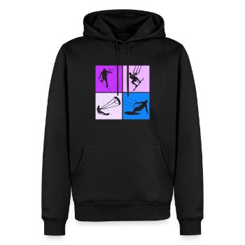 Kite Surf, Kite Board, Lifestyle Vintage Design - Sweat à capuche Premium bio Homme - noir - Devant - Nico (187cm)