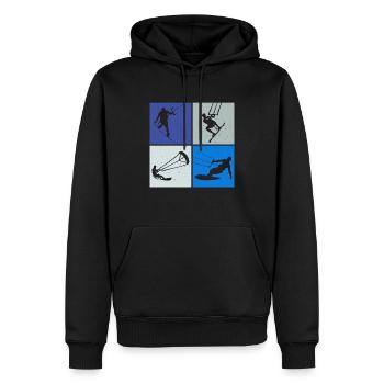 Kite Surf, Kite Board, Lifestyle Vintage Design - Sweat à capuche Premium bio Homme - noir - Devant - Nico (187cm)