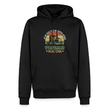 Chauffeur routier , cadeau pour chauffeur routier - Sweat à capuche Premium bio Homme - noir - Devant - Nico (187cm)