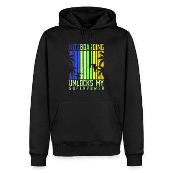 Le kitesurf déverrouille mon style de vie Superpower - Sweat à capuche Premium bio Homme - noir - Devant - Nico (187cm)
