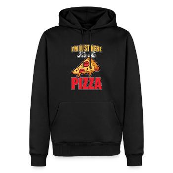 Ich bin nur wegen der Pizza hier - Männer Premium Bio Hoodie - Schwarz - Vorne - Nico (187cm)
