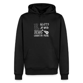 Cute Boots Jeans Jesus & Country Music Cute Funny - Sweat à capuche Premium bio Homme - noir - Devant - Nico (187cm)