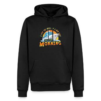 J’adore l’odeur d’un nouveau port le matin. - Sweat à capuche Premium bio Homme - noir - Devant - Nico (187cm)