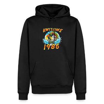 Génial depuis 1986. Angel, l’anniversaire d’un pêcheur - Sweat à capuche Premium bio Homme - noir - Devant - Nico (187cm)