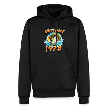 Génial depuis 1978. Angel, anniversaire du pêcheur - Sweat à capuche Premium bio Homme - noir - Devant - Nico (187cm)
