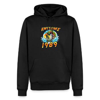 Génial depuis 1989. Angel, l’anniversaire du pêcheur - Sweat à capuche Premium bio Homme - noir - Devant - Nico (187cm)