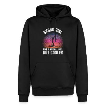 Skiing Girls Ski Girls Fun Winter Sports - Men’s Premium Organic Hoodie - black - Front - Nico (187cm)