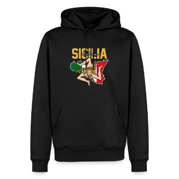 Sicily flag Sicily Palermo Italy - Men’s Premium Organic Hoodie - black - Front - Nico (187cm)