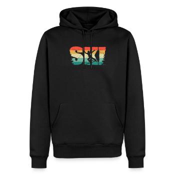 Ski Cool Skiing Style Snowboarding Winter Sports - Men’s Premium Organic Hoodie - black - Front - Nico (187cm)