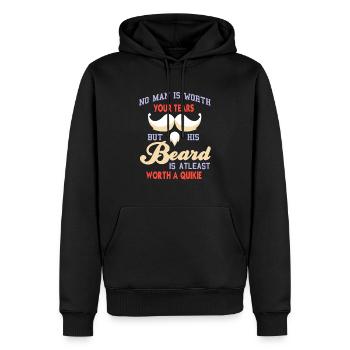 Aucun homme ne vaut vos larmes mais sa barbe drôle - Sweat à capuche Premium bio Homme - noir - Devant - Nico (187cm)