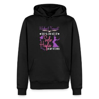 Solo-Hafla dans ma cuisine - danseuse du ventre - Sweat à capuche Premium bio Homme - noir - Devant - Nico (187cm)