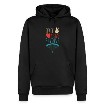 Peace Love Skydive drôle de parachutisme - Sweat à capuche Premium bio Homme - noir - Devant - Nico (187cm)