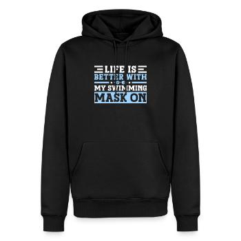 Schimmer Schwimmen La vie est meilleure avec mon - Sweat à capuche Premium bio Homme - noir - Devant - Nico (187cm)