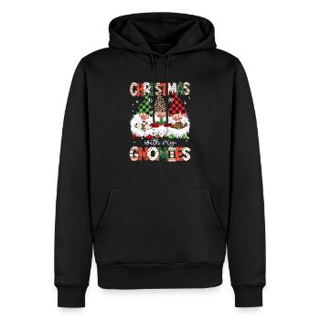 Christmas With My Gnomies Cute Gnome Buffalo Plaid - Men’s Premium Organic Hoodie - black - Front - Nico (187cm)