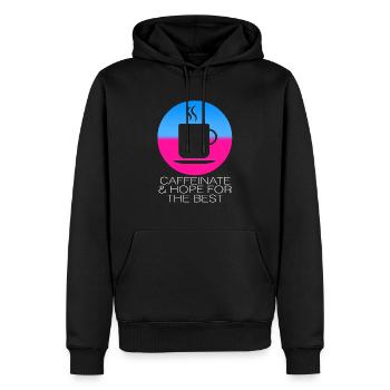 Caffeinate & Hope For The Best Coffee Lover Vapor - Men’s Premium Organic Hoodie - black - Front - Nico (187cm)
