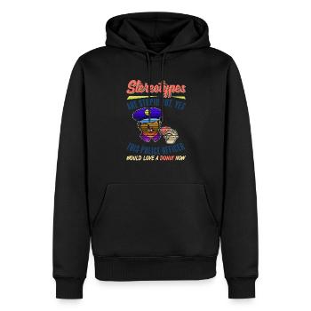 Ce policier aime un beignet drôle de stéréotypes - Sweat à capuche Premium bio Homme - noir - Devant - Nico (187cm)