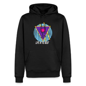 La vie à son meilleur Rétro Wine Lover Vapor Wave - Sweat à capuche Premium bio Homme - noir - Devant - Nico (187cm)