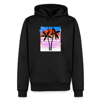 Cool Retro Palm Tree Island Vapor Wave Designs - Sweat à capuche Premium bio Homme - noir - Devant - Nico (187cm)
