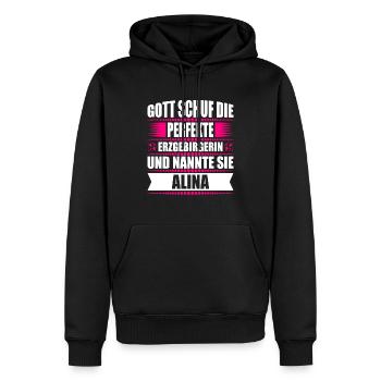 Erzgebirge Frau Namen Sachsen Alina - Männer Premium Bio Hoodie - Schwarz - Vorne - Nico (187cm)