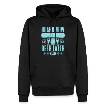 planche maintenant bière plus tard Snowboard - Sweat à capuche Premium bio Homme - noir - Devant - Nico (187cm)