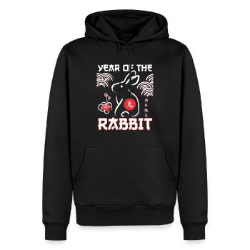 Jahr des Kaninchens Chinesisches Neujahr Mondfrühling - Männer Premium Bio Hoodie - Schwarz - Vorne - Nico (187cm)