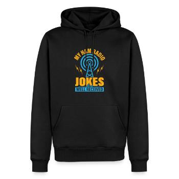 Mes blagues de radio amateur sont bien reçues Radio amateur - Sweat à capuche Premium bio Homme - noir - Devant - Nico (187cm)