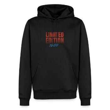 Limited Edition 1980 Vintage - Männer Premium Bio Hoodie - Schwarz - Vorne - Nico (187cm)