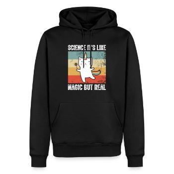 Science It s Like Magic but Real Retro - Men’s Premium Organic Hoodie - black - Front - Nico (187cm)